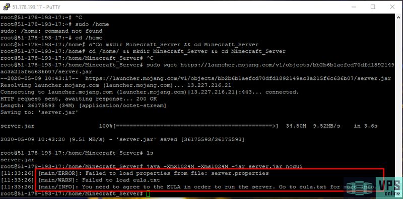 Error de EULA del servidor de Minecraft en Linux